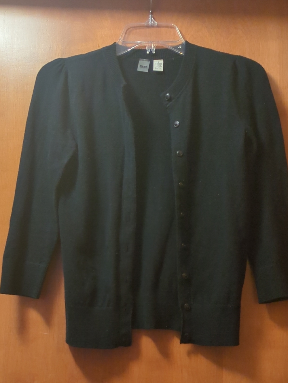 bp Black Puff Shoulder Cardigan Sweater